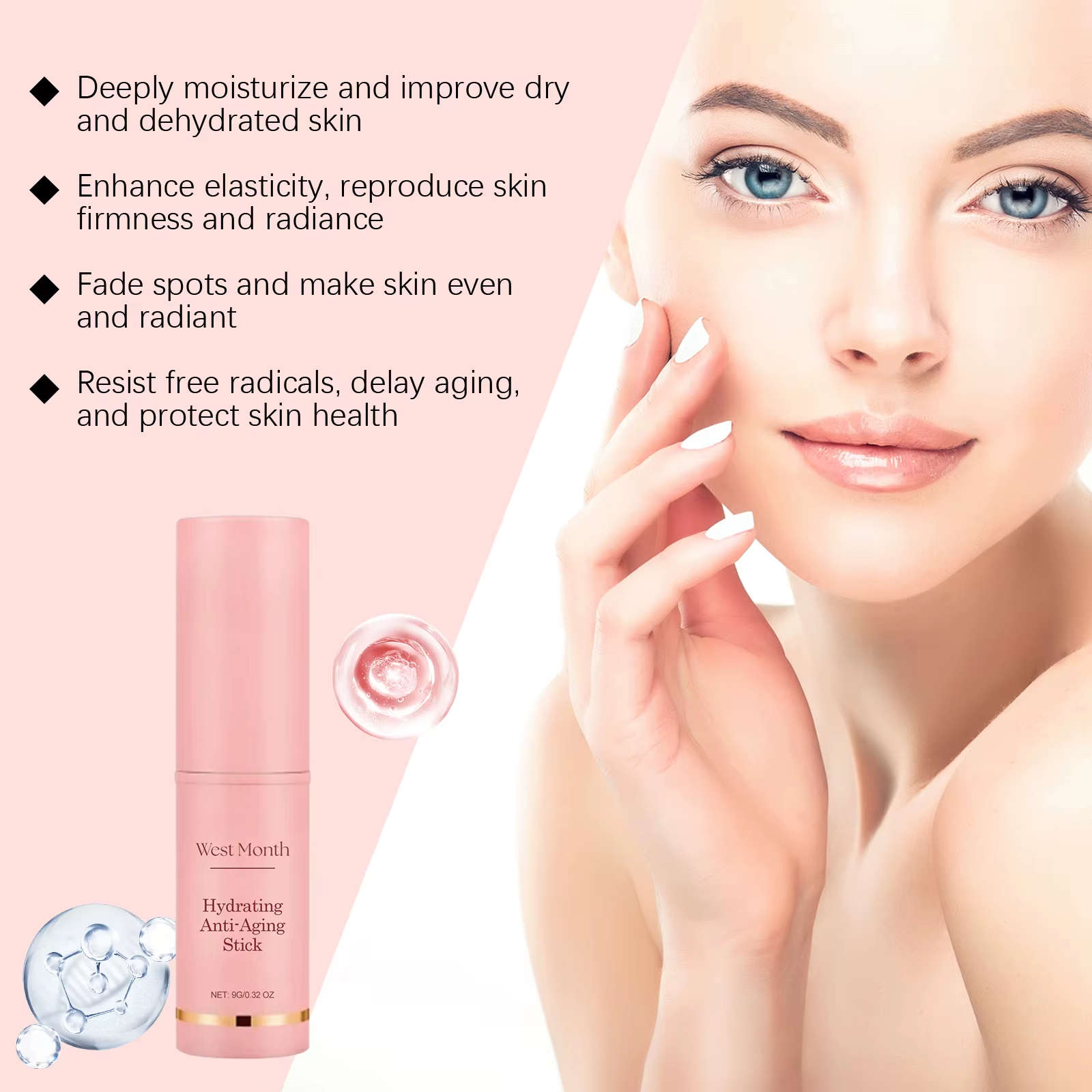 Woman applying Balm Belle Glow Stick to her cheek
